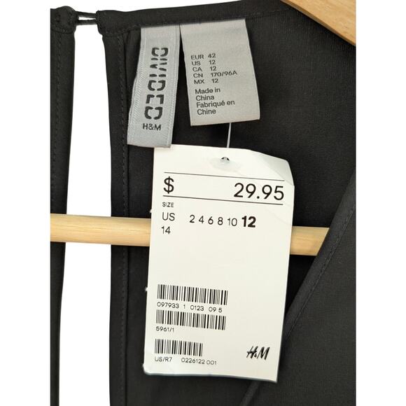 NWT H&M Divided Sleeveless High Low Shift Dress Minimal Dark Academia Black 12 - Picture 7 of 8